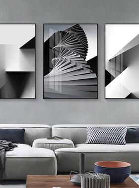 现代简约黑白建筑空间装饰画客厅挂画设计师工业风书房办公室壁画