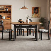 古风实木餐桌椅餐桌法式 小户型简约家用复古饭桌 组合岩板现代美式