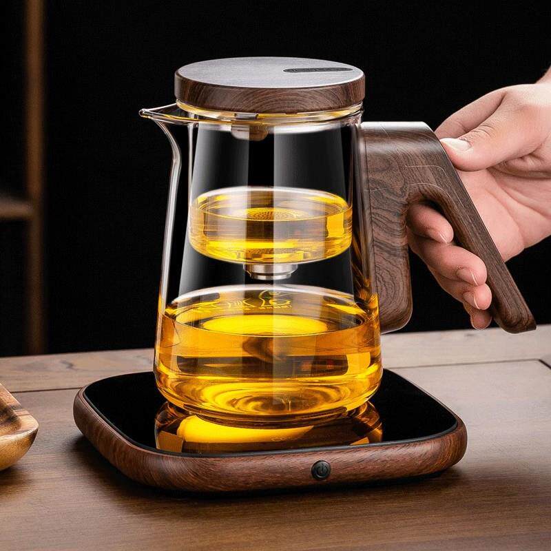 顶壶D24B-S耐热磁吸飘全分玻璃内胆茶逸水离泡茶壶套杯装一键过滤