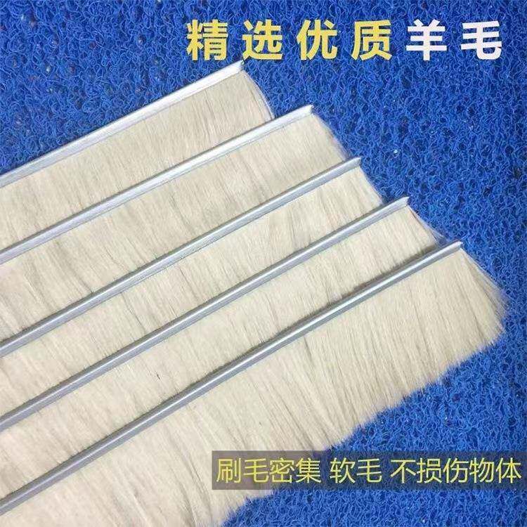 羊毛刷工业铝合金密封条刷门底除尘毛刷防静电刷子HF型单双排条刷