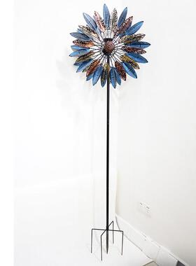 旋转风车户外庭院别墅院子阳台露台造景布置园艺装饰太阳能灯铁艺