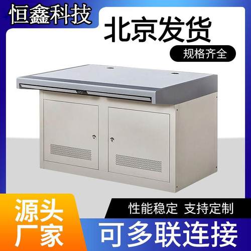 北京 双联监控操作台三联钢制木桌面电脑视频监控室控制台保安室