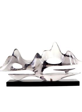 中式摆新件云桌山雾海雕塑书艺术品房办公酒店大堂样板间软装MC-T