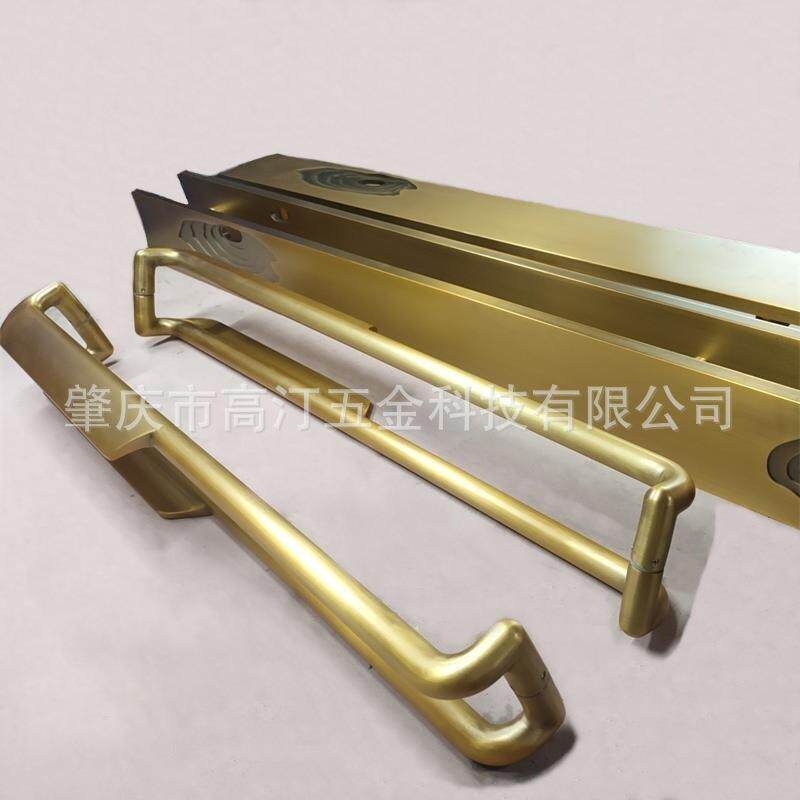 高门汀五金馆设计师款雕刻仿古铜酒店FYH展览会木展玻璃门大门拉