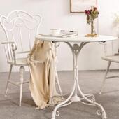 复古椅田园绿色法圆式 户外圆桌花园桌椅院阳台天台折叠铁艺子休庭