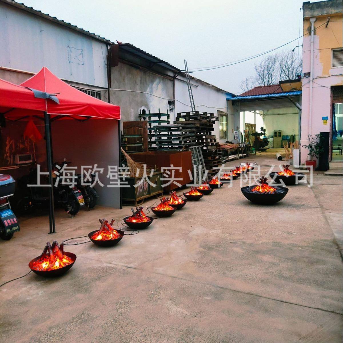 荆州方特主题乐园户外淋雨防水伏羲壁炉篝火盆电子仿真木柴炭火盆