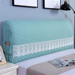 定做全包蕾丝欧式夹棉床头套床头罩公主风防尘罩木皮床布艺保护套