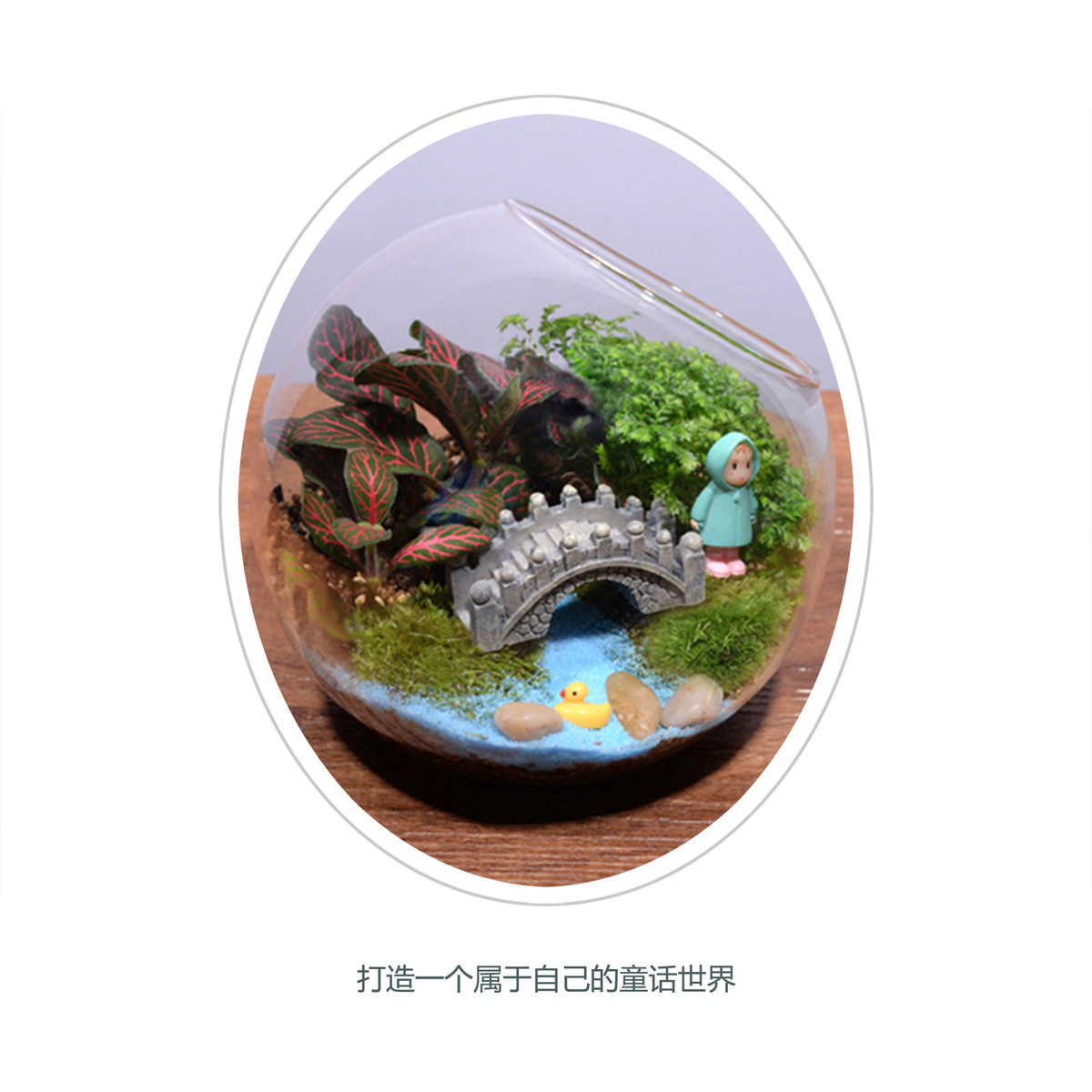 创意礼品 苔藓微景观 生态瓶套装 雨衣小梅13斜口瓶 家庭工艺品