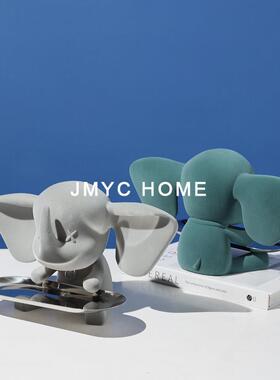 意式轻小飞象托摆件入户玄盘关钥匙收奢纳装PON饰品客厅电视床柜