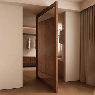 现代简约隐藏门偏轴木门 多扇联动无轨天地轴旋转门