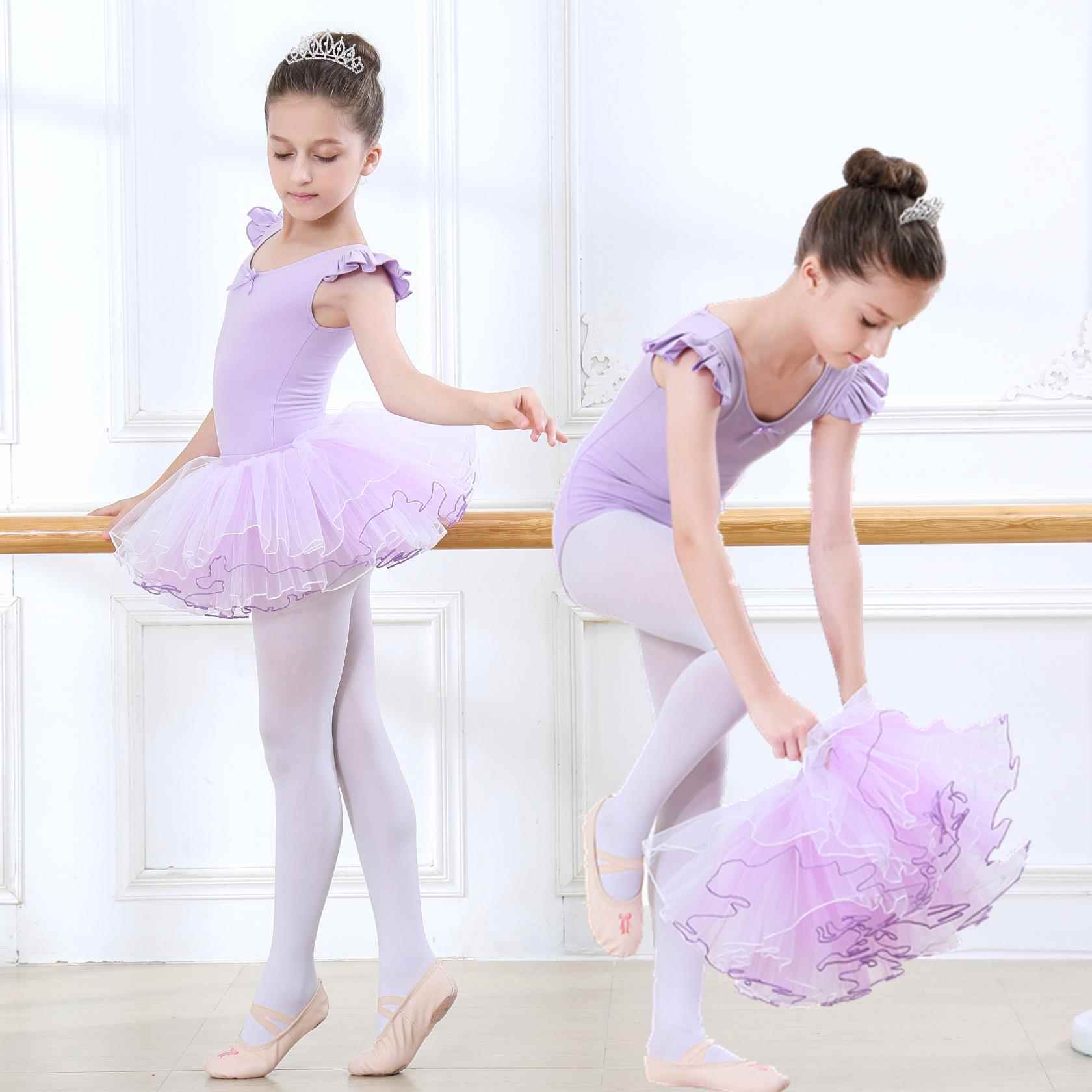 高档儿童舞服练功服童女舞芭蕾裙蹈夏季短袖女孩跳舞衣中国舞艺考