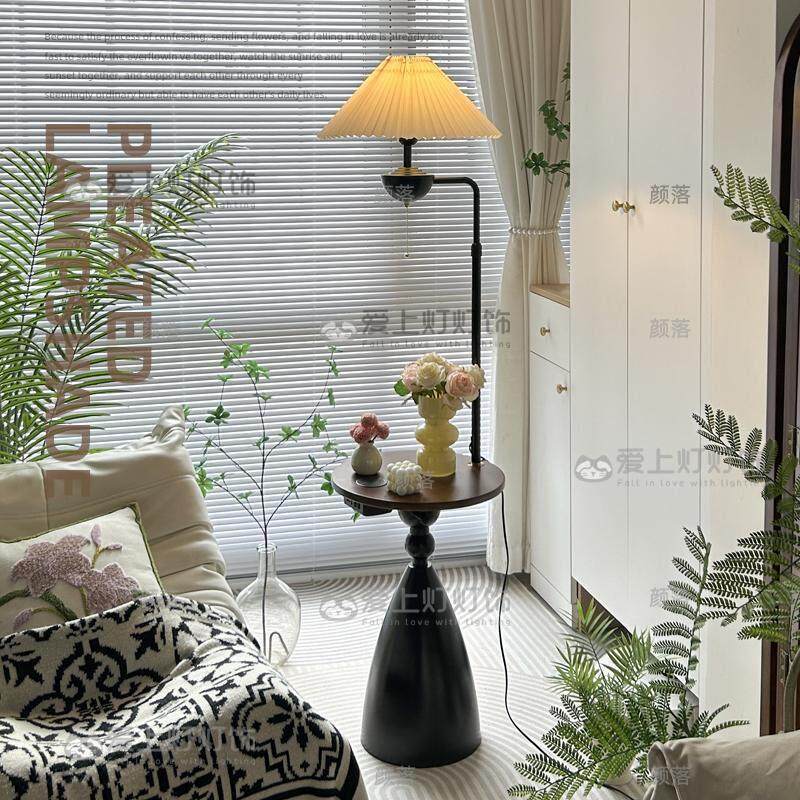 复古美式落地灯中古风客厅沙发旁装饰置物卧室床头柜一体立式台灯,家装灯饰光源,装饰落地灯,淘宝优惠券,粉丝福利购,淘宝优惠卷