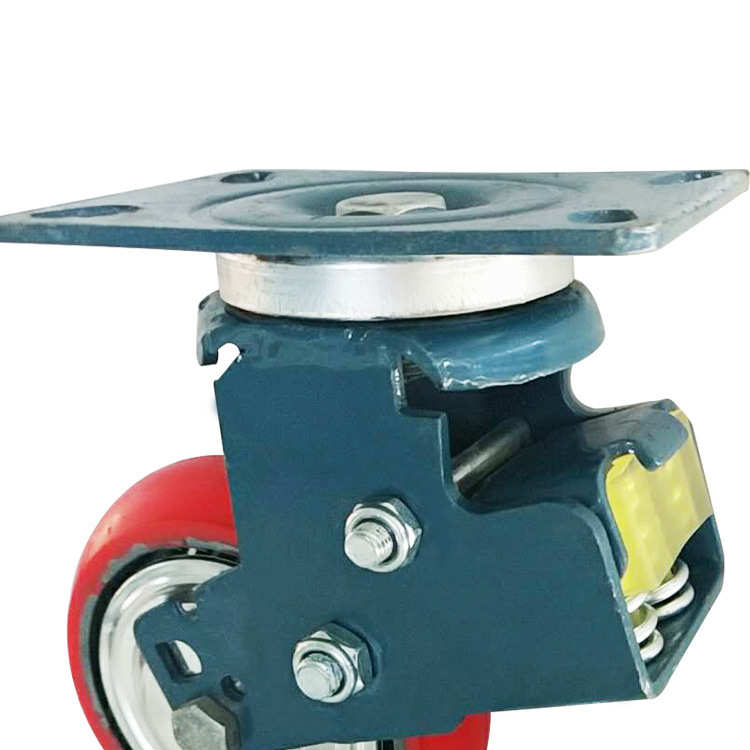 现货聚氨酯万向定向刹车轮喷塑横簧脚轮减震型5寸6寸减震平衡脚轮