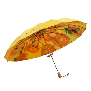 油画双层骨向日葵加固女伞雨两用结实遮 16晴风加厚抗雨伞折叠新款