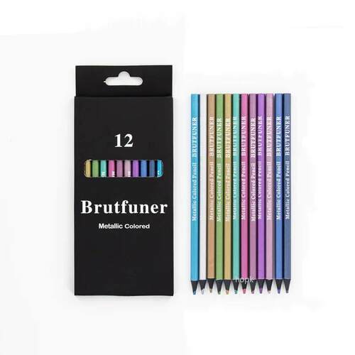 12 Color Metallic Colored Pencils Drawing Sketching Set Colo