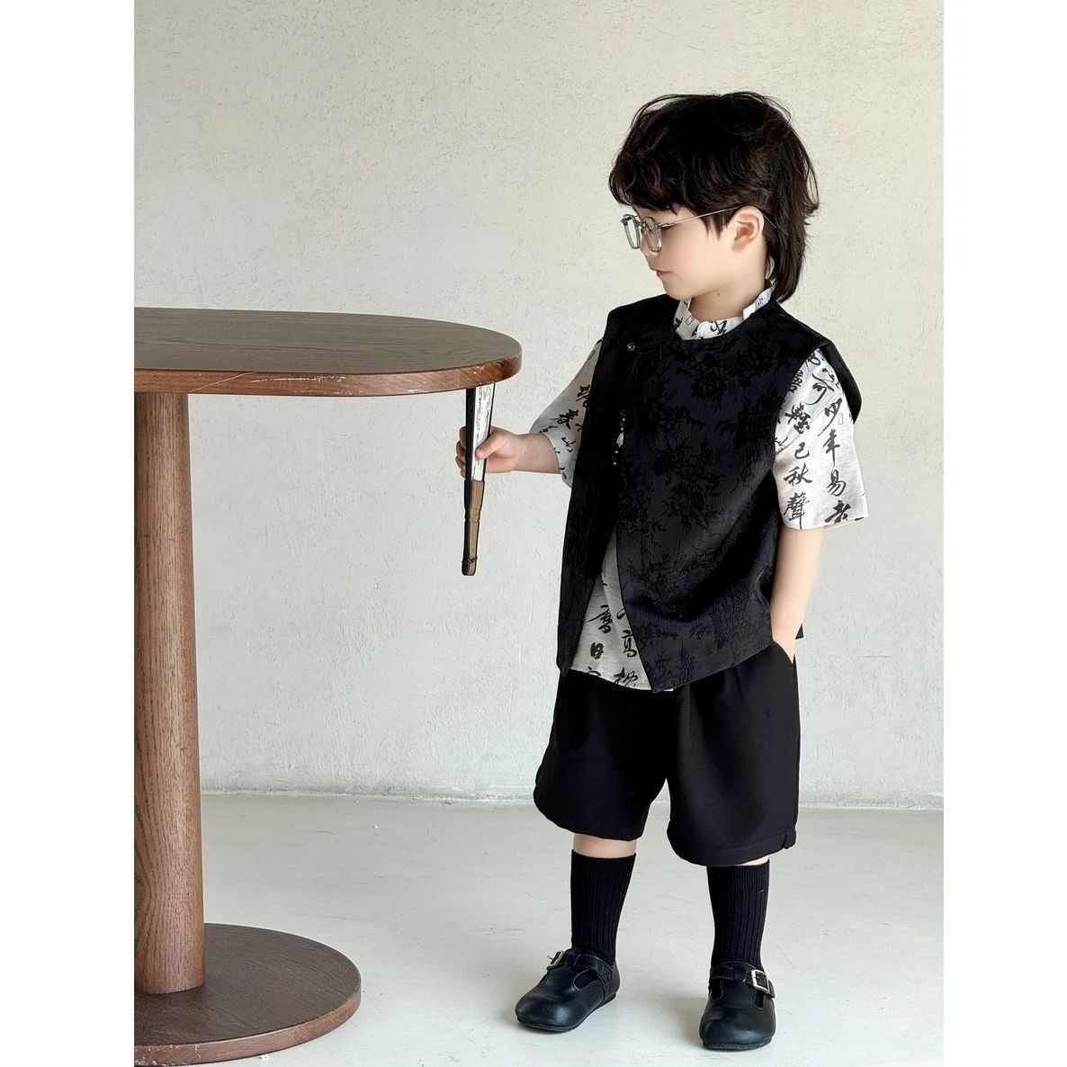 男童夏装汉服2024新款套装小童宝宝短袖夏装童装衣服新中式马甲潮