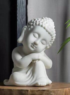 新中式家居禅意佛像摆件客厅入户玄关装饰品茶室博古架和尚工艺礼