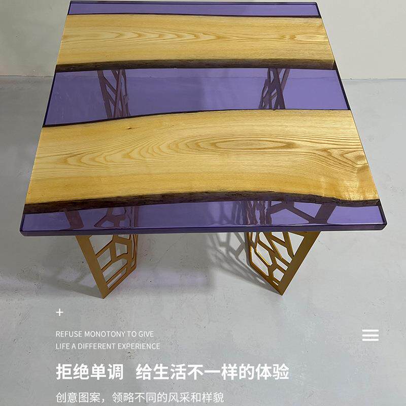 厂家直销白蜡木树脂长桌办公桌家居原木创意茶桌会客树脂河流桌