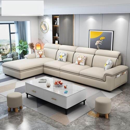 布艺沙发客厅小户型简约现代新款棉麻免洗科技布猫爪皮全实木沙发