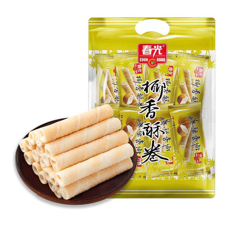 海南特产 春光食品 椰香酥卷350g 椰奶蛋卷椰子饼干零食