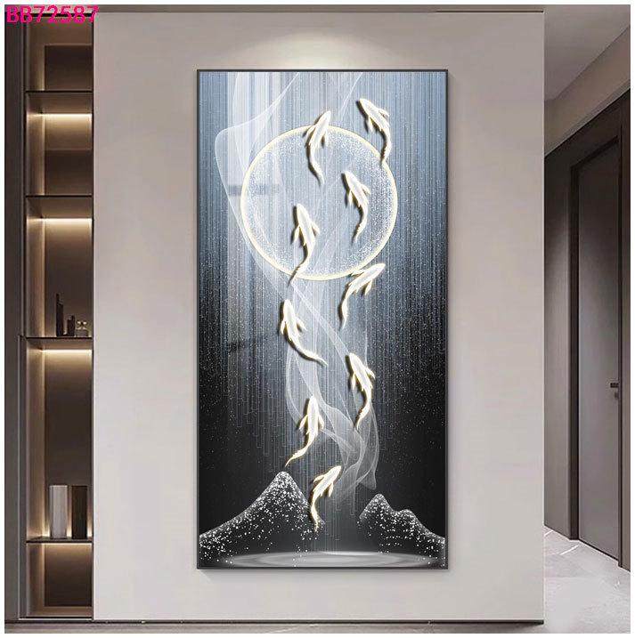 九鱼图玄关装饰画现代简约入户走廊过道挂画落地背景墙晶瓷壁画,家居饰品,现代装饰画,淘宝优惠券,粉丝福利购,淘宝优惠卷