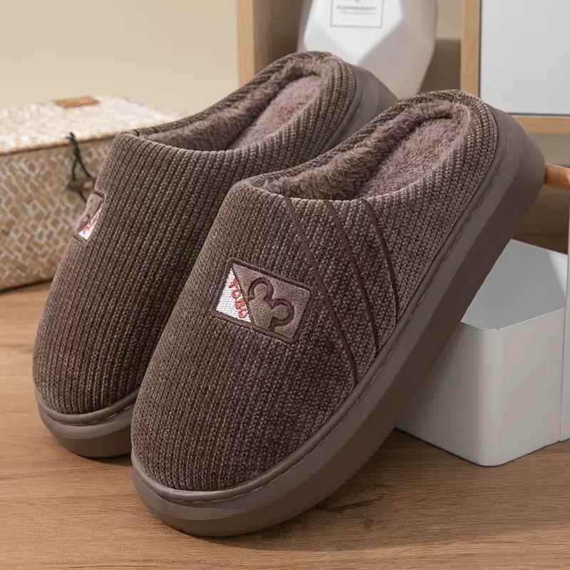 男士棉拖鞋2025冬季新款加绒加厚家居室内厚底防滑大码保暖拖鞋男