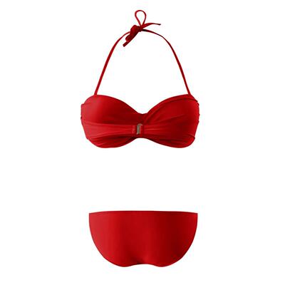 Strapless Low-Waisted Solid Color Bikini Sets Push Up Ruched