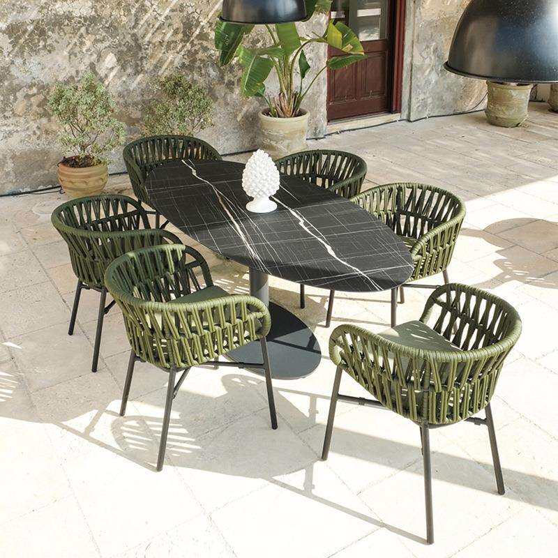 户外花园桌椅组合室外庭院别墅休闲区露天阳台铝合金藤编椅子家具