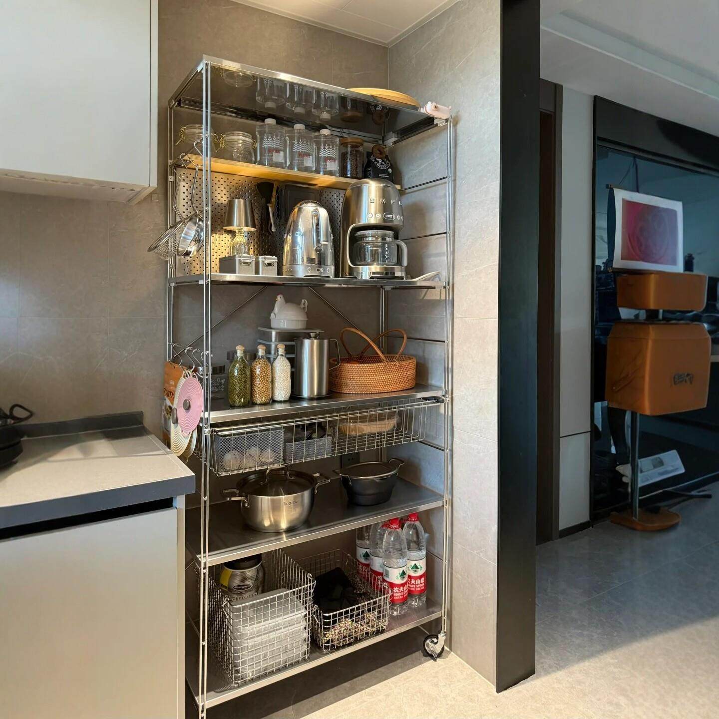 厨房加厚不锈钢置物架阳台多层落地储物架锅具微波炉烤箱收纳架子,商业/办公家具,置物架/陈列架/储物架/展示架,淘宝优惠券,粉丝福利购,淘宝优惠卷