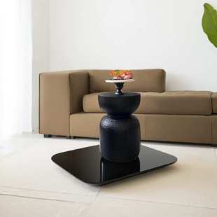 侘寂风碳化原木实木墩子咖啡茶几树桩底座摆件民宿客厅小边几角几