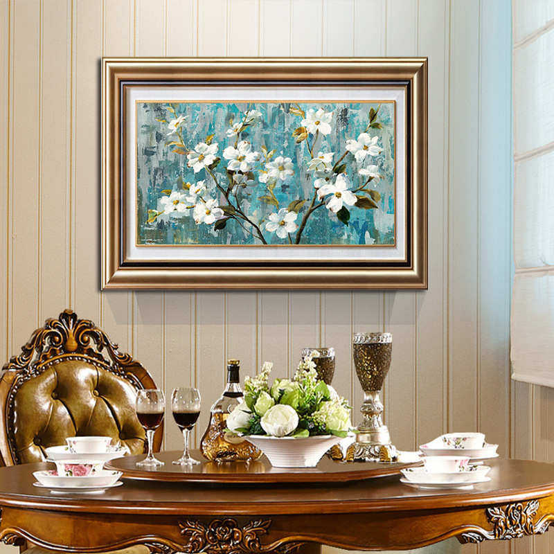 美式花卉卧室床头挂画欧式客厅装饰画横餐厅玄关背景墙画走廊壁画