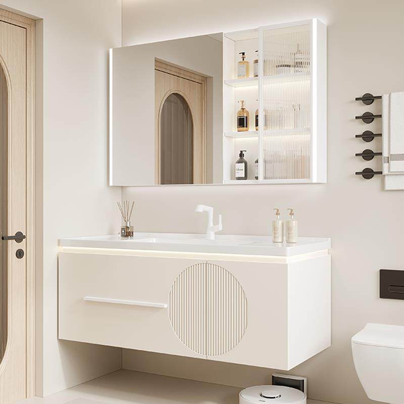 奶油风浴室柜轻奢现代简约卫生间洗手洗脸盆柜组合一体陶瓷洗漱台,家装主材,浴室柜组合,淘宝优惠券,粉丝福利购,淘宝优惠卷