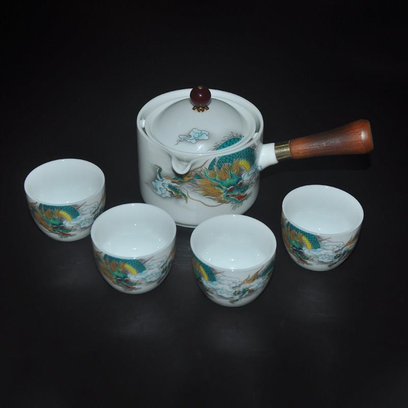 旅行茶具套组青花瓷可携式小康泡逍遥壶懒人自动玻璃茶水分离泡茶