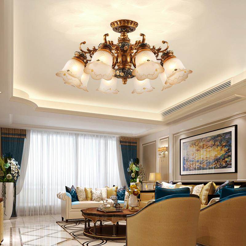欧式吊灯吸顶式客厅灯朝下朝上复古简欧卧室餐厅仿古灯具吸顶款