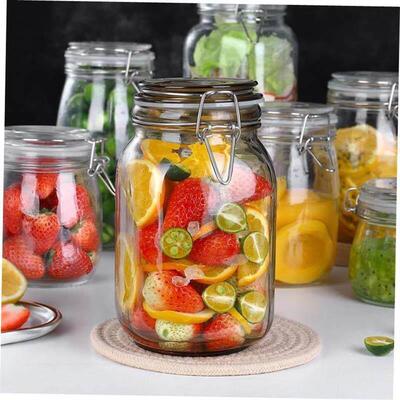 sealed glass jar transparent square food storage large safe