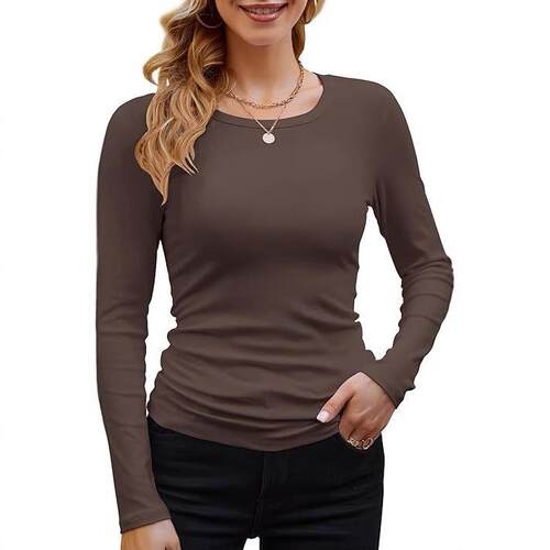 Women's cotton fabric long sleeved T-shirt