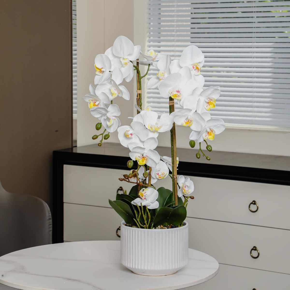 兰花装饰订婚感成品客厅家居高级蝴蝶兰摆件安娜花仿真盆盆栽带假