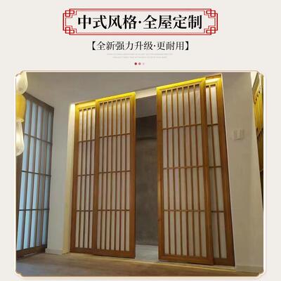 新中式玄关屏风隔断实木仿古折叠简易装饰镂空入户门客厅遮挡栏栅