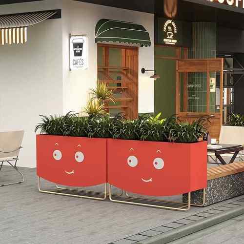 部艺户外园林不锈钢花箱组合花架树箱花坛铁灵圣012圆筒槽市政售