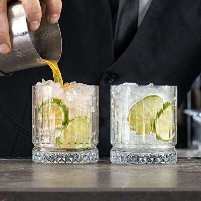 Vertical Stripe Glass Cup - Whiskey Tumbler Drinking Glasses