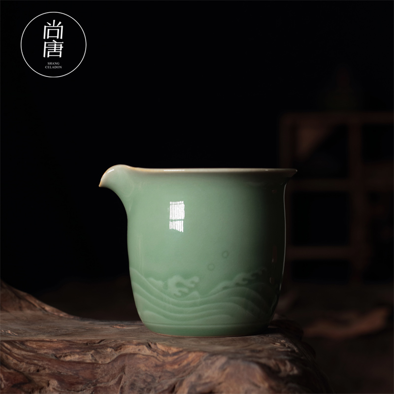 青瓷公道杯龙泉市手工公杯陶瓷茶海大容量功夫茶具茶道配件分茶器