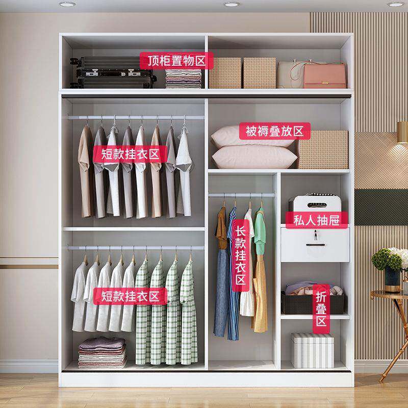实木PEE衣家用室推拉门衣柜简易柜全挂式卧柜子出租房经衣济型收