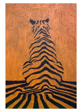 抽象橙色老虎装饰画小众艺术高级感客厅装饰画入户玄关墙壁摆挂画