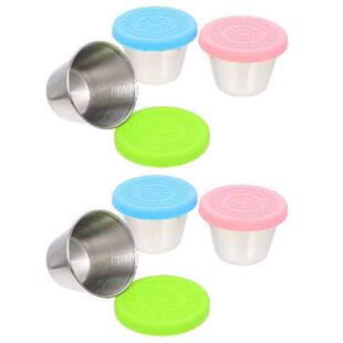 Lid Sauce Cup with Steel Container Round Pcs Stainless
