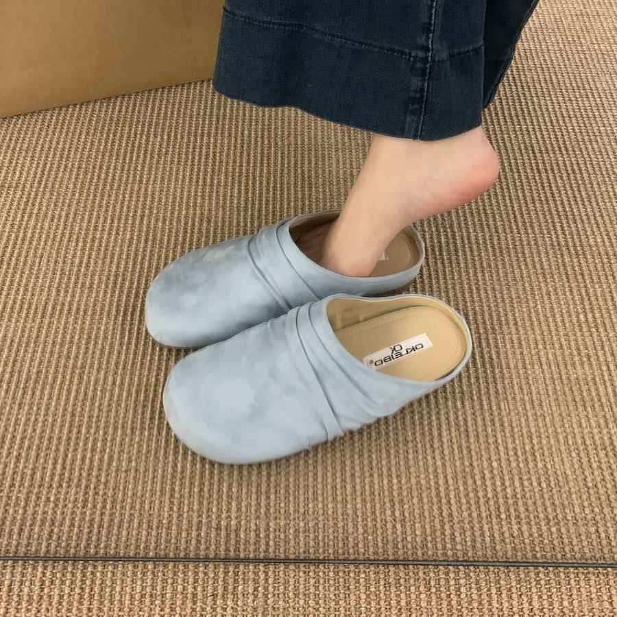 秋冬厚底勃肯鞋女2025年新款外穿圆头百搭森系包头半拖鞋0923c