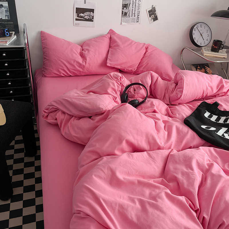 风件套四床水洗双人棉被套双拼北床单欧风学生宿舍ins笠纯色,床上用品,床品套件/四件套/多件套,淘宝优惠券,粉丝福利购,淘宝优惠卷