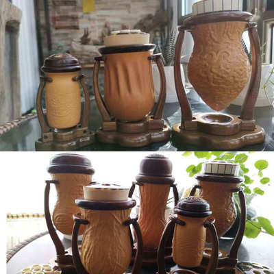 葫芦底座 蝈蝈葫芦展示架摆件 实木三脚架 底托支架木托木质弹簧