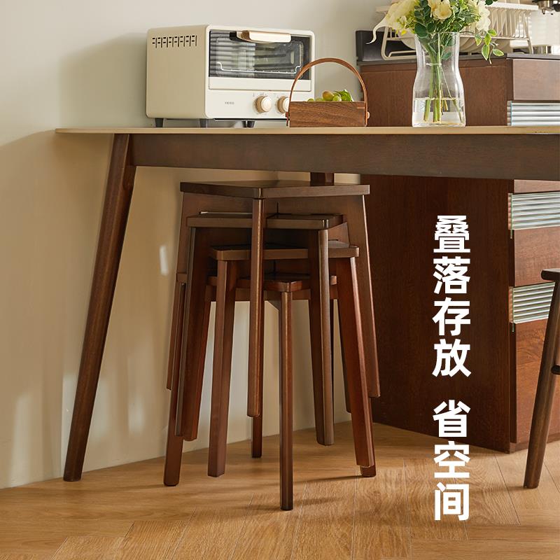 实厚木凳餐子可叠RF-1500加放家用板凳圆凳方凳梳妆凳结实木凳椅