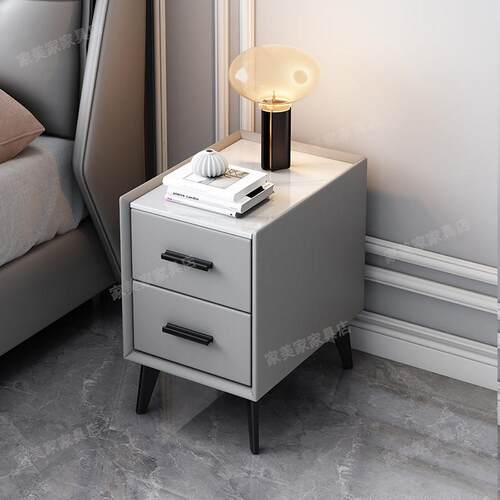 实木床头柜小型窄边轻奢简约现代北欧风超窄卧室岩板收纳床边柜