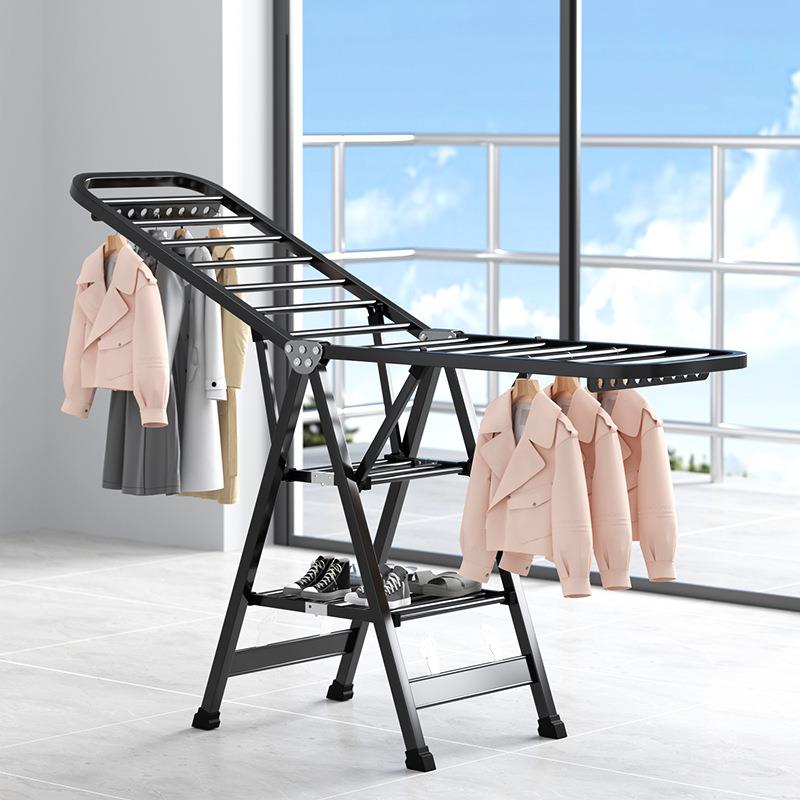 铝合金晾衣架落地折叠卧室内家用晒衣杆凉阳台简易婴儿挂衣服架子